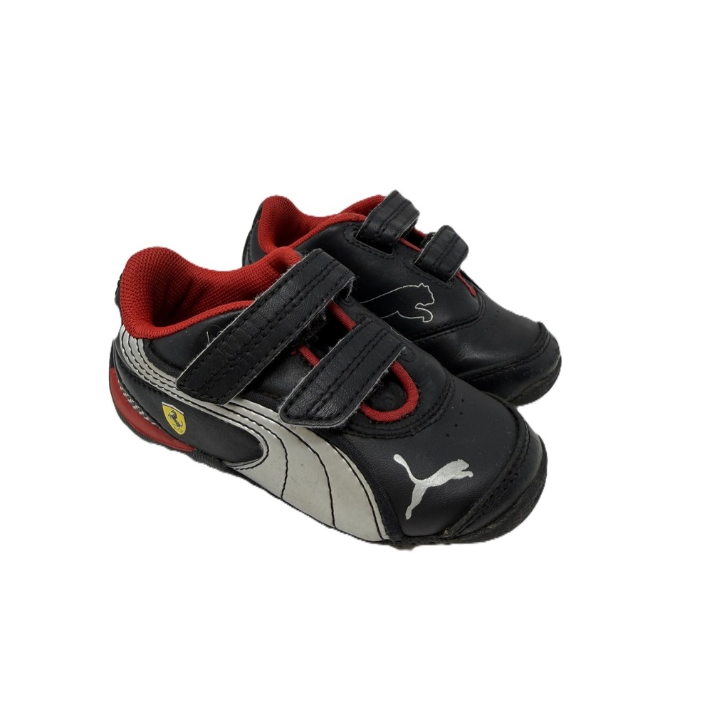 Puma Ferrari Kart Cat Toddler Shoes Black Red Silver Sneakers 303722-02 Size 6C